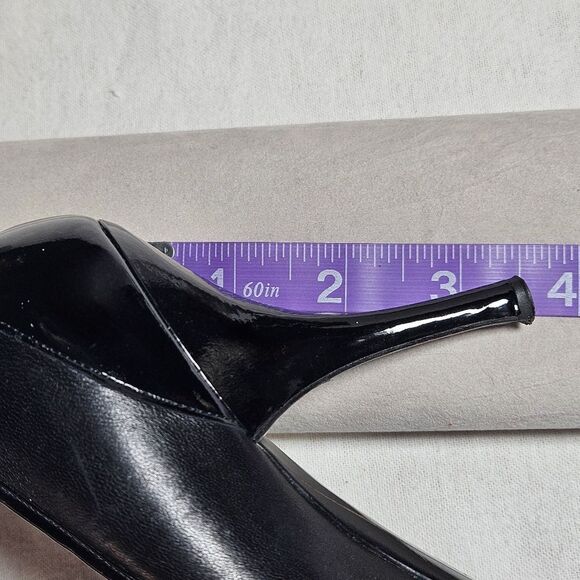 Salvatore Ferragamo Classic Black Calves Leather & Patent Leather Slip On Heels - Picture 13 of 13